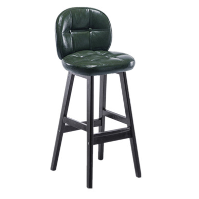 Modern Backrest Armless Counter Stool Wood Bar Stool with Pedal and Cushion