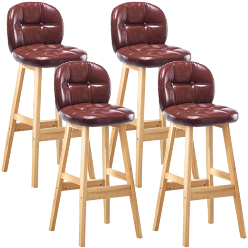 Modern Backrest Armless Counter Stool Wood Bar Stool with Pedal and Cushion