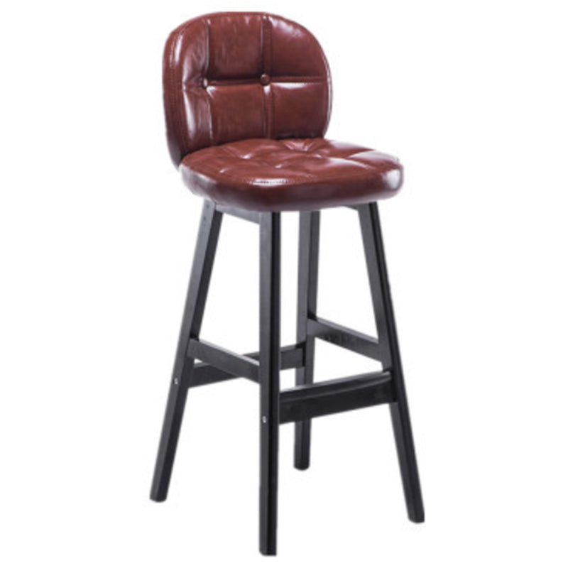 Modern Backrest Armless Counter Stool Wood Bar Stool with Pedal and Cushion