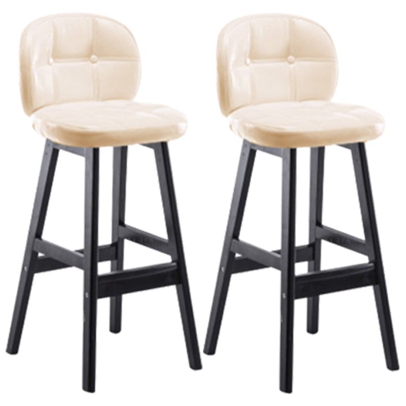 Modern Backrest Armless Counter Stool Wood Bar Stool with Pedal and Cushion