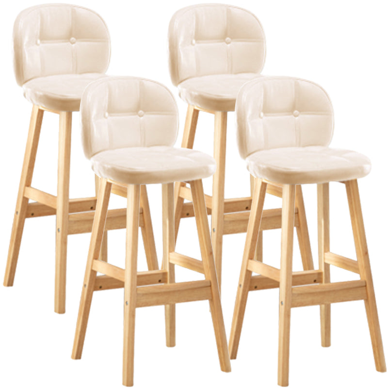 Modern Backrest Armless Counter Stool Wood Bar Stool with Pedal and Cushion