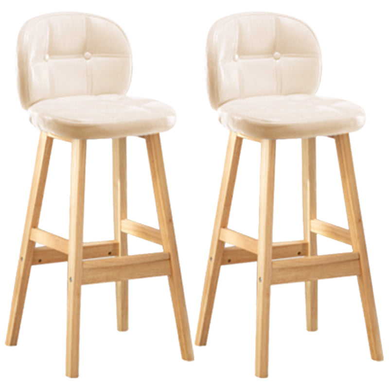 Modern Backrest Armless Counter Stool Wood Bar Stool with Pedal and Cushion