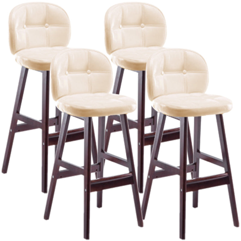 Modern Backrest Armless Counter Stool Wood Bar Stool with Pedal and Cushion