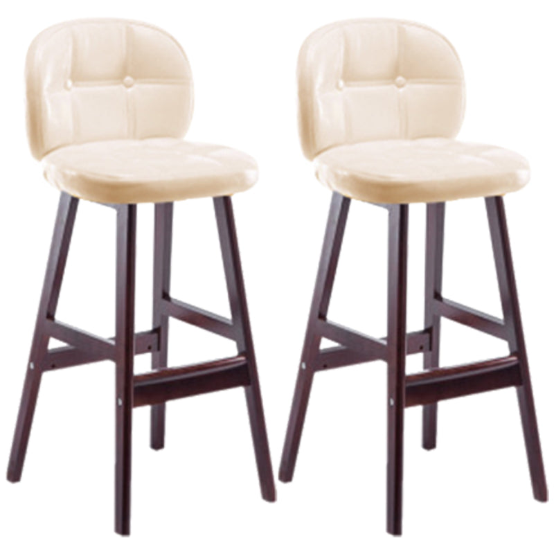 Modern Backrest Armless Counter Stool Wood Bar Stool with Pedal and Cushion