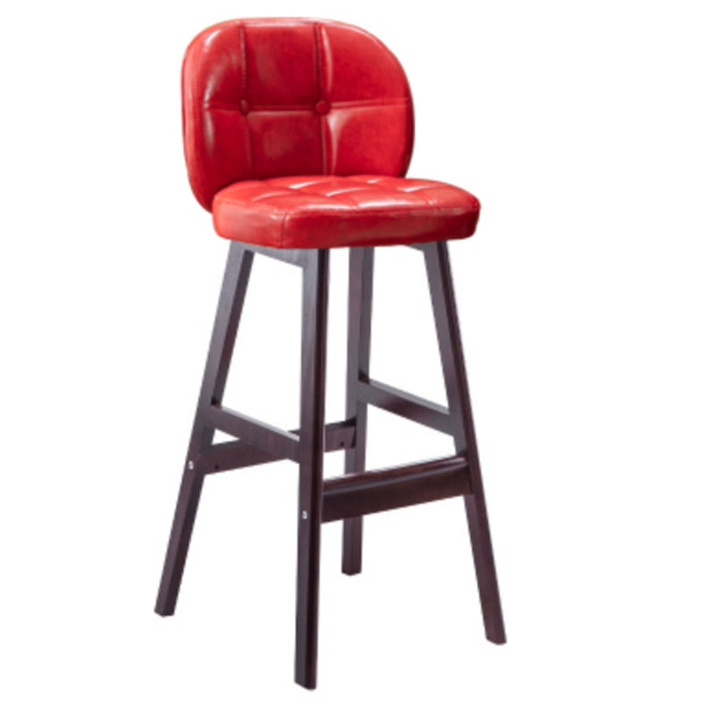 Modern Backrest Armless Counter Stool Wood Bar Stool with Pedal and Cushion