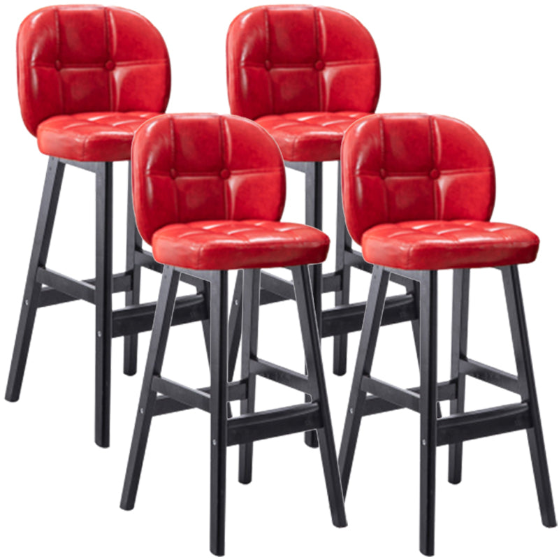 Modern Backrest Armless Counter Stool Wood Bar Stool with Pedal and Cushion