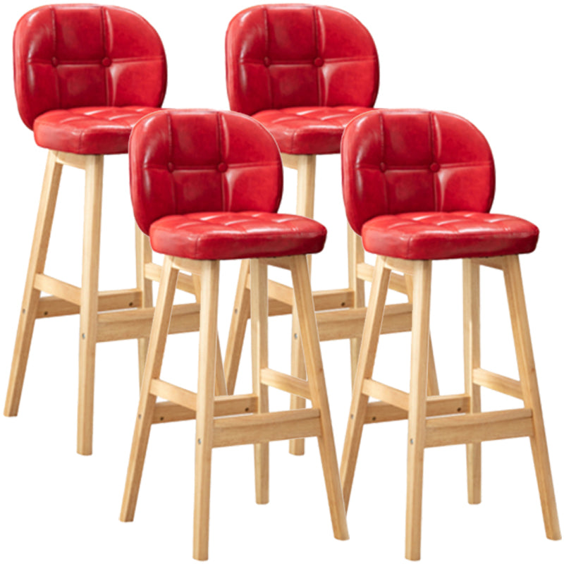 Modern Backrest Armless Counter Stool Wood Bar Stool with Pedal and Cushion