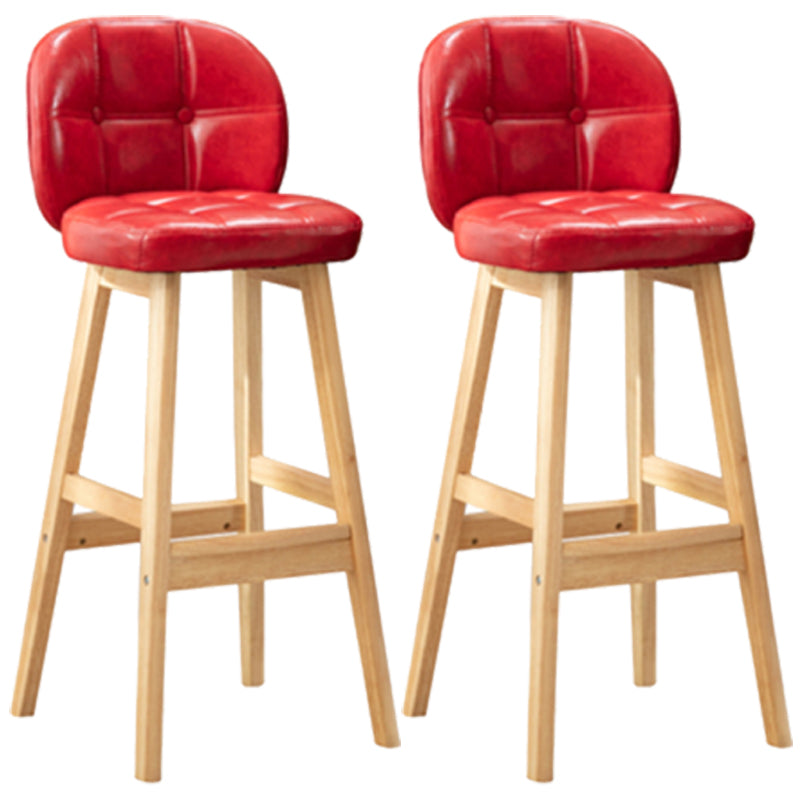 Modern Backrest Armless Counter Stool Wood Bar Stool with Pedal and Cushion