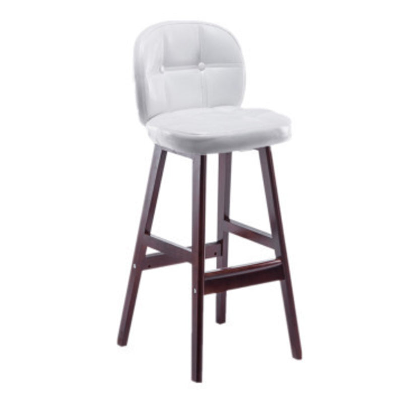 Modern Backrest Armless Counter Stool Wood Bar Stool with Pedal and Cushion