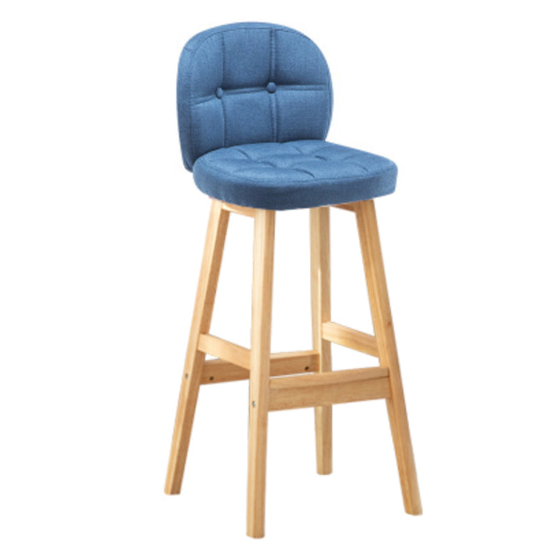 Modern Backrest Armless Counter Stool Wood Bar Stool with Pedal and Cushion