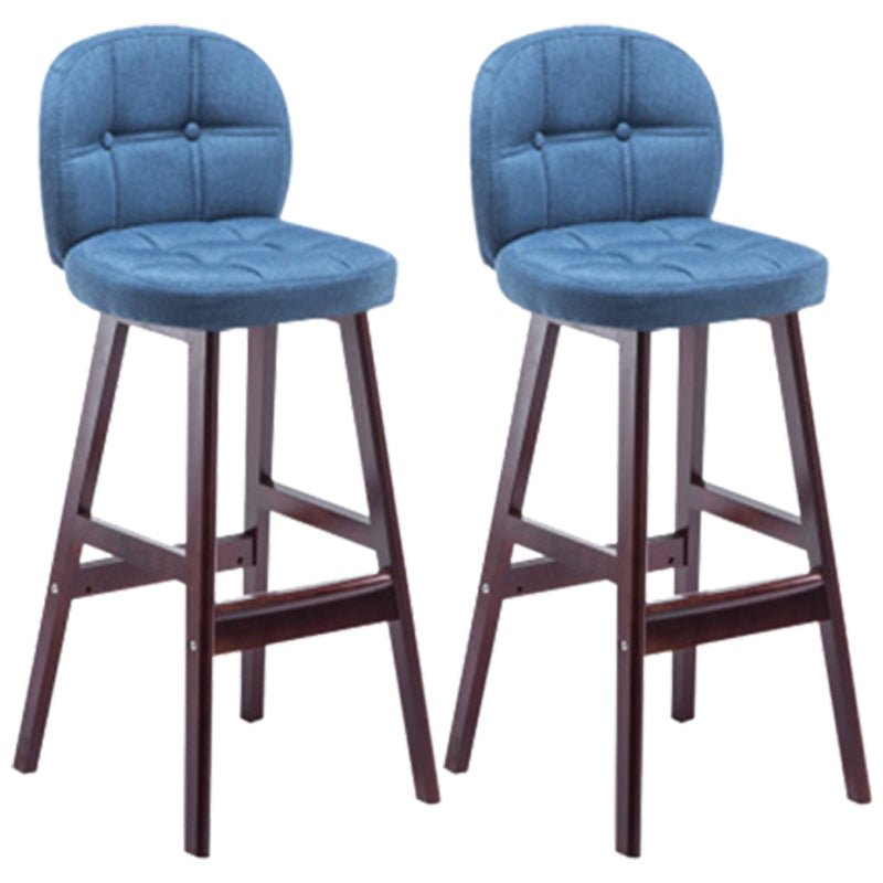 Modern Backrest Armless Counter Stool Wood Bar Stool with Pedal and Cushion