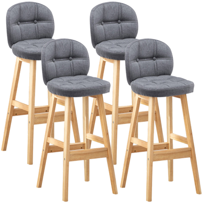 Modern Backrest Armless Counter Stool Wood Bar Stool with Pedal and Cushion