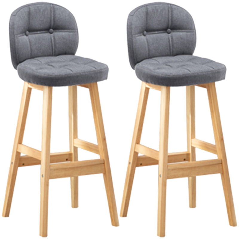 Modern Backrest Armless Counter Stool Wood Bar Stool with Pedal and Cushion