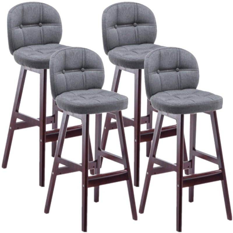 Modern Backrest Armless Counter Stool Wood Bar Stool with Pedal and Cushion