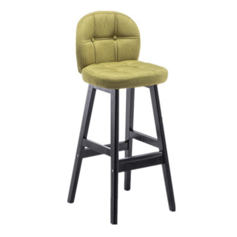 Modern Backrest Armless Counter Stool Wood Bar Stool with Pedal and Cushion