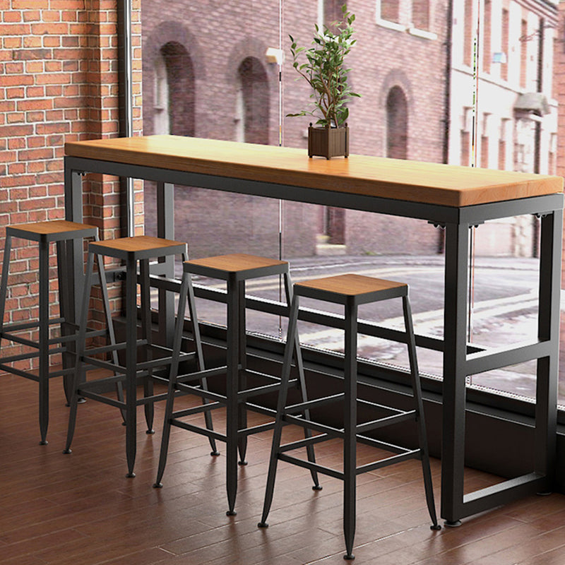 Taburete de bar interior de madera maciza de metal contemporáneo con respaldo