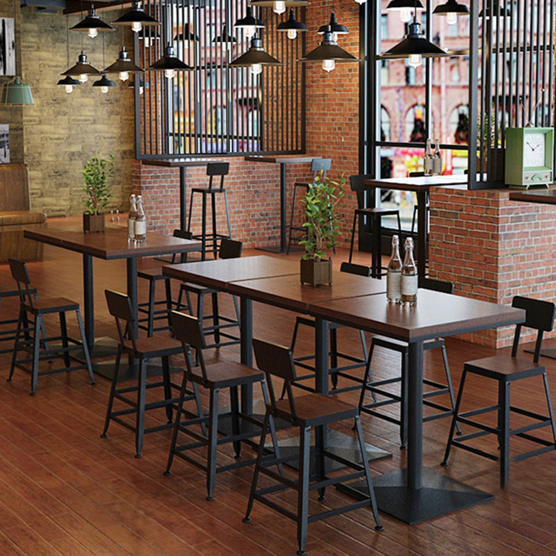 Taburete de bar interior de madera maciza de metal contemporáneo con respaldo