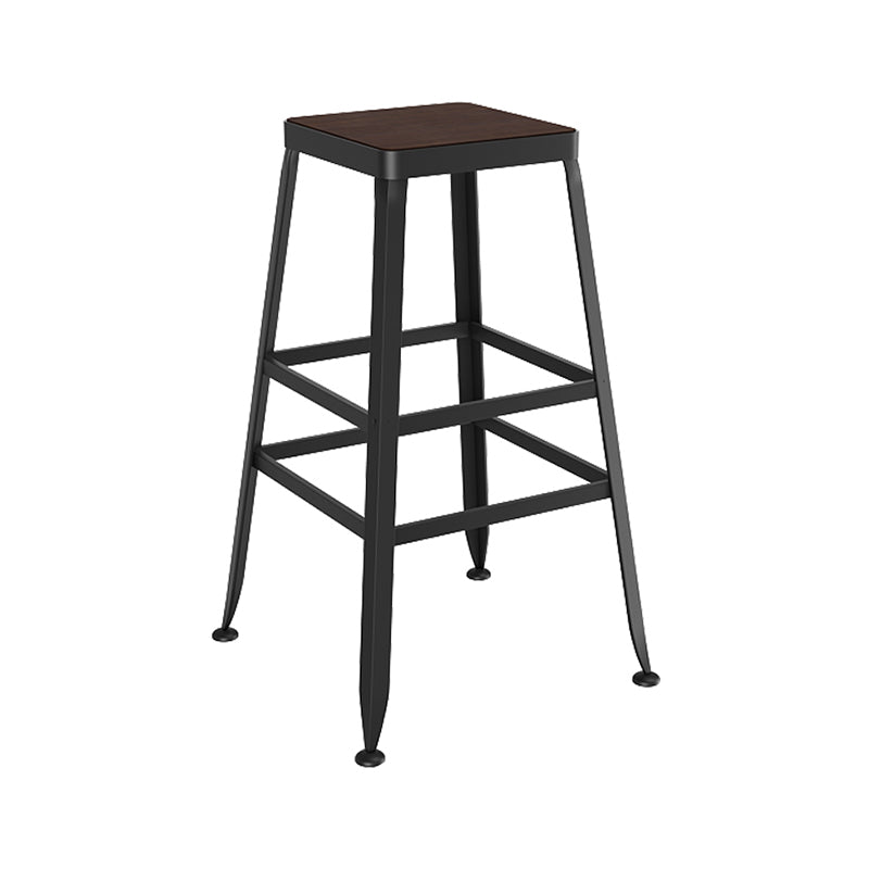 Taburete de bar interior de madera maciza de metal contemporáneo con respaldo
