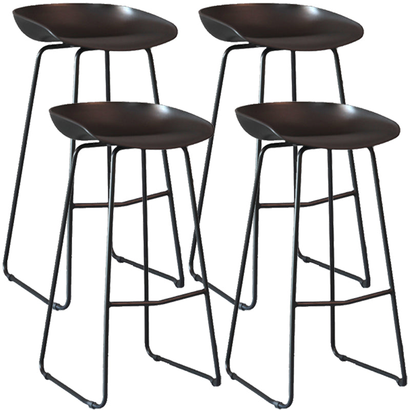 Modern Armless Backrest Counter Stool Iron Bar Stool with Plastic Seat