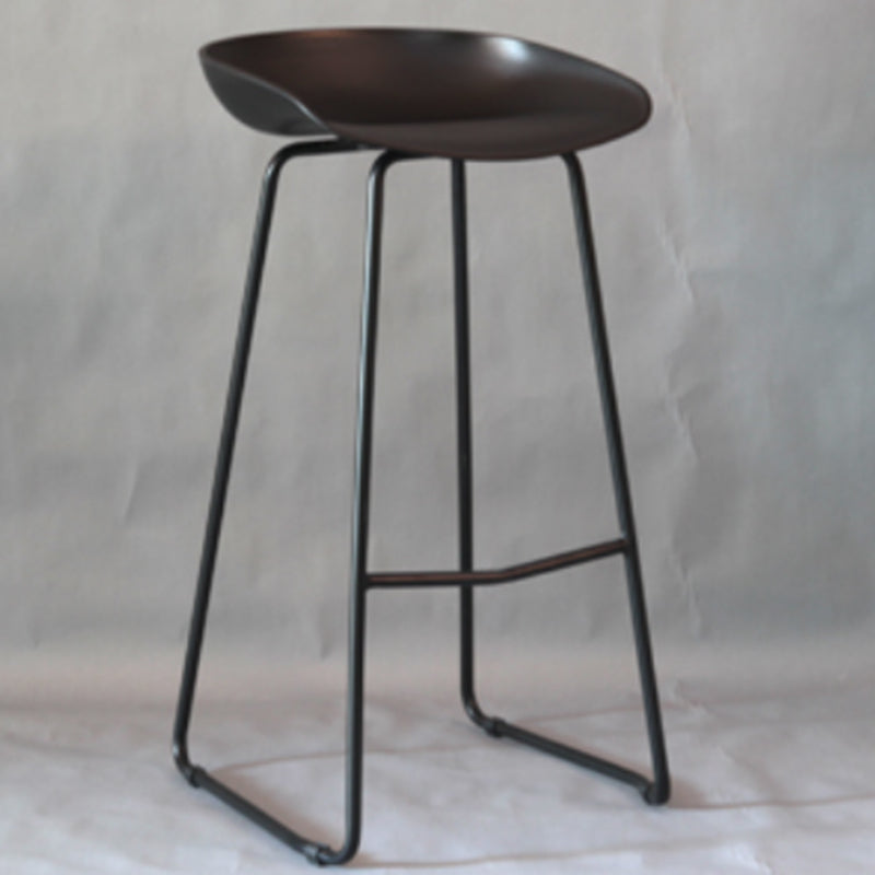 Modern Armless Backrest Counter Stool Iron Bar Stool with Plastic Seat