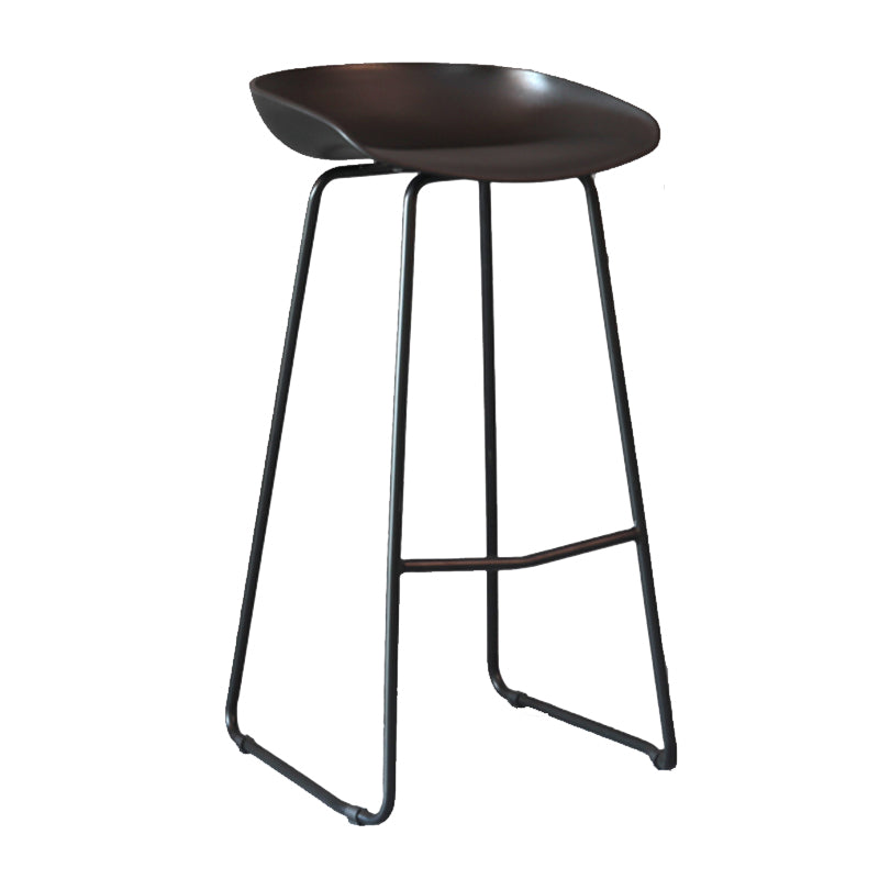 Modern Armless Backrest Counter Stool Iron Bar Stool with Plastic Seat