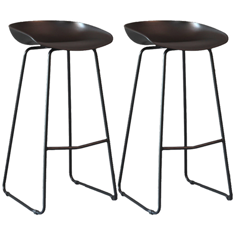 Modern Armless Backrest Counter Stool Iron Bar Stool with Plastic Seat