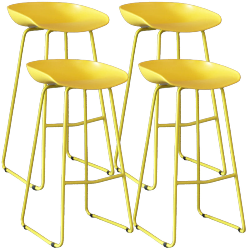 Modern Armless Backrest Counter Stool Iron Bar Stool with Plastic Seat