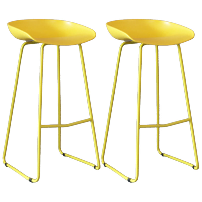 Modern Armless Backrest Counter Stool Iron Bar Stool with Plastic Seat
