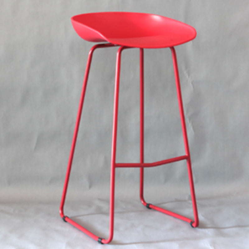 Modern Armless Backrest Counter Stool Iron Bar Stool with Plastic Seat