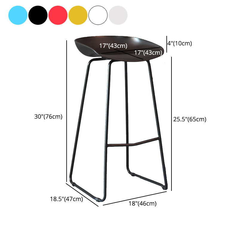 Modern Armless Backrest Counter Stool Iron Bar Stool with Plastic Seat