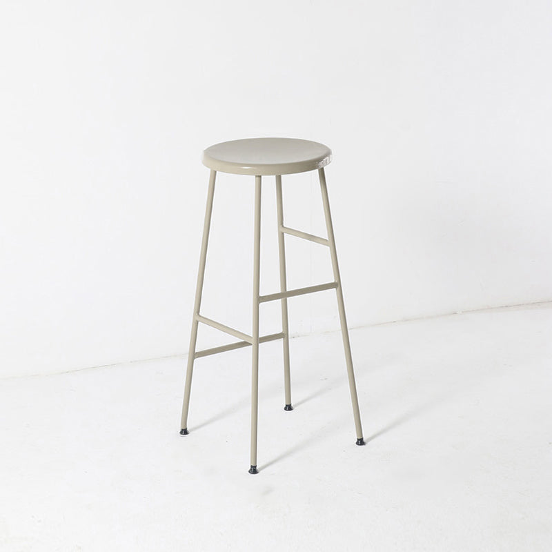 Moderno sin brazo Taburete sin espalda de acero Taller de postres de postres con asiento de madera