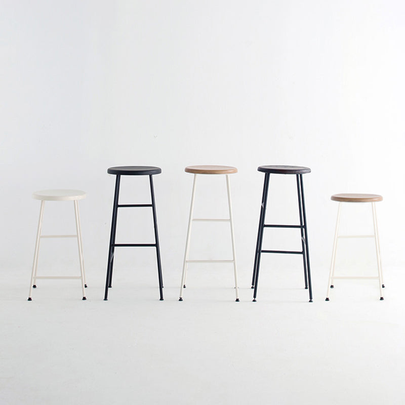 Moderno sin brazo Taburete sin espalda de acero Taller de postres de postres con asiento de madera