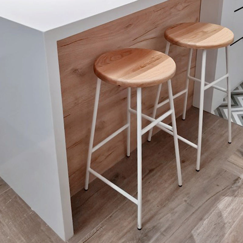 Moderno sin brazo Taburete sin espalda de acero Taller de postres de postres con asiento de madera