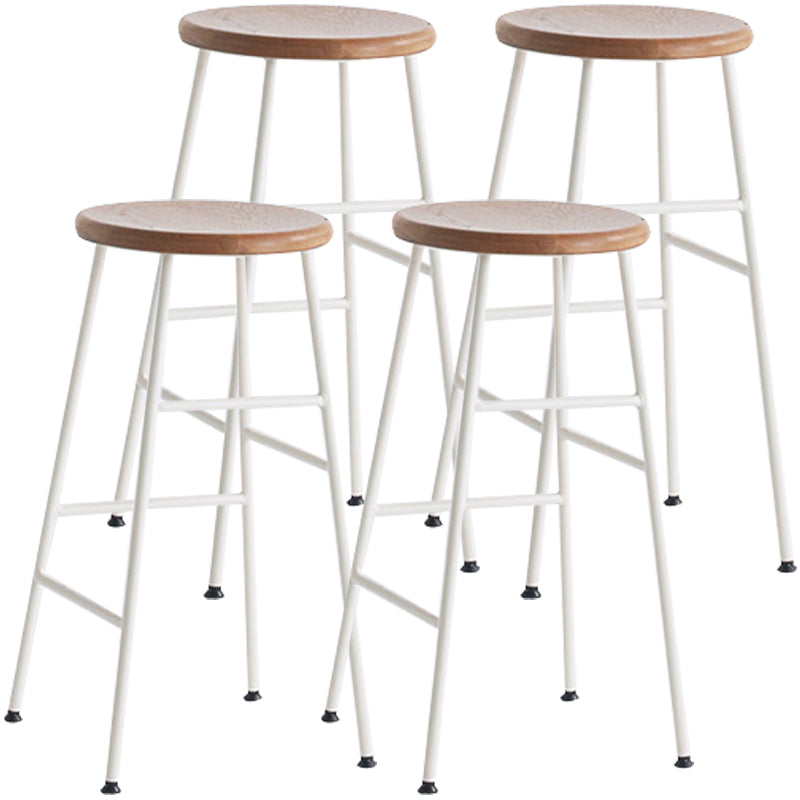 Moderno sin brazo Taburete sin espalda de acero Taller de postres de postres con asiento de madera