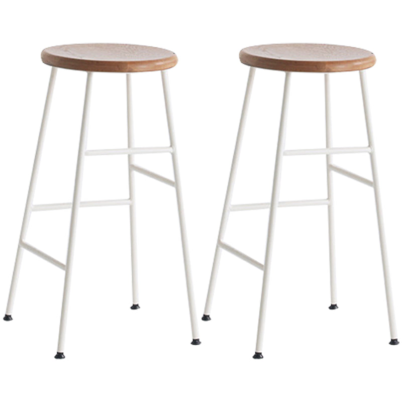 Moderno sin brazo Taburete sin espalda de acero Taller de postres de postres con asiento de madera