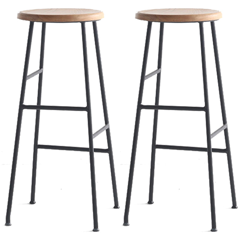 Moderno sin brazo Taburete sin espalda de acero Taller de postres de postres con asiento de madera
