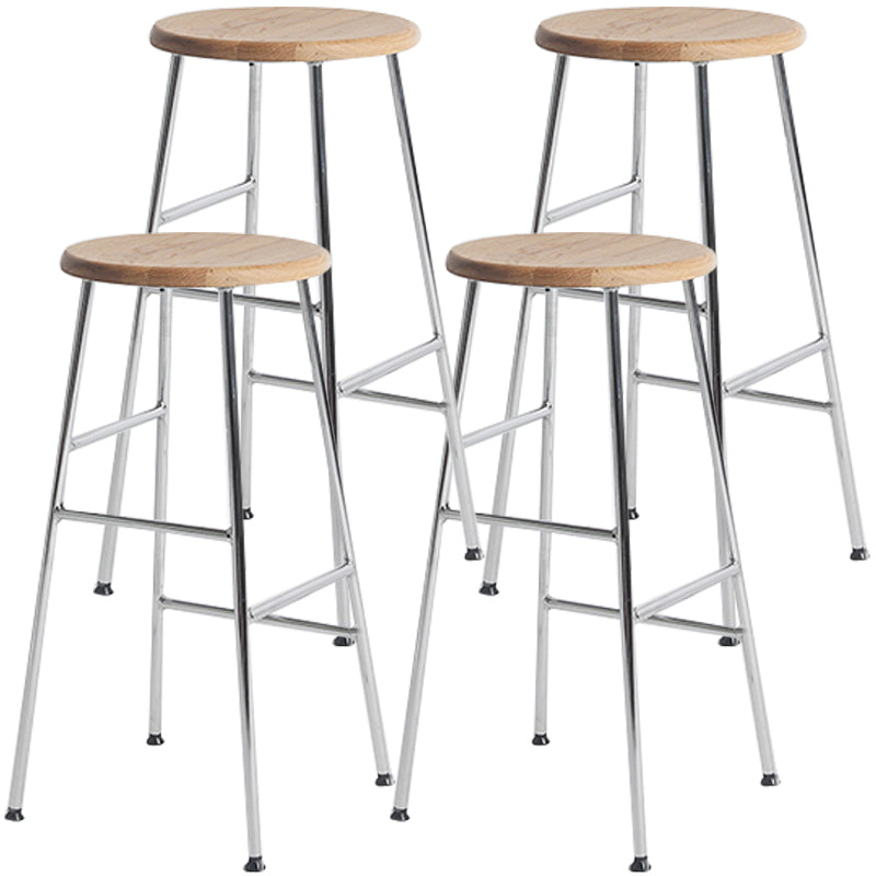 Moderno sin brazo Taburete sin espalda de acero Taller de postres de postres con asiento de madera