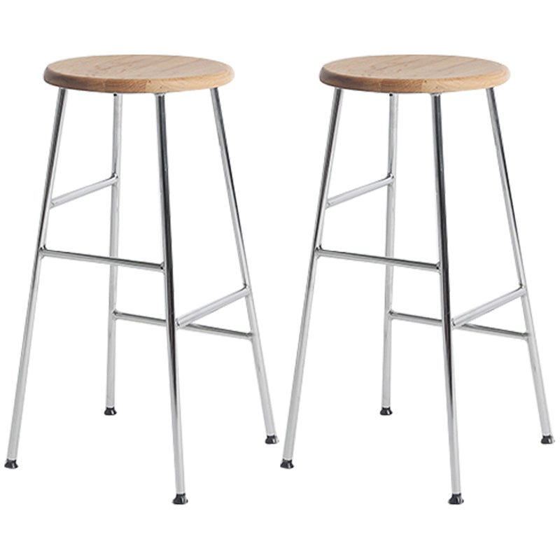 Moderno sin brazo Taburete sin espalda de acero Taller de postres de postres con asiento de madera