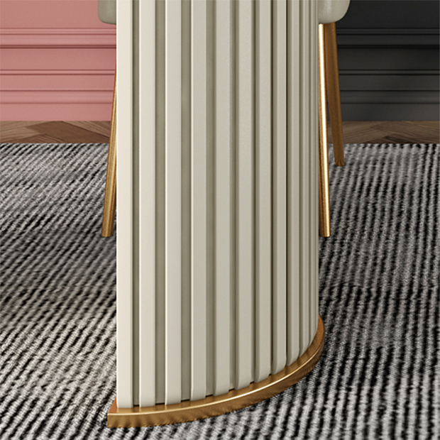 Mesa blanca de piedra sinterizada ovalada, mesa de pedestal doble de lujo para comedor