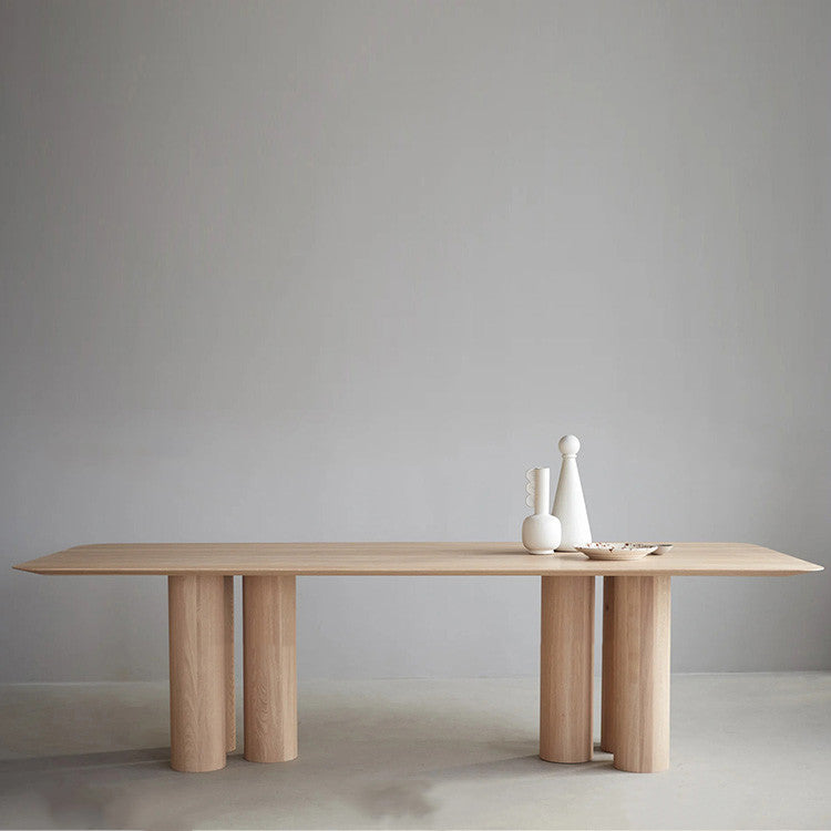 Rectangle Shape Casual Dining Table Solid Wood Fixed Table for Kitchen