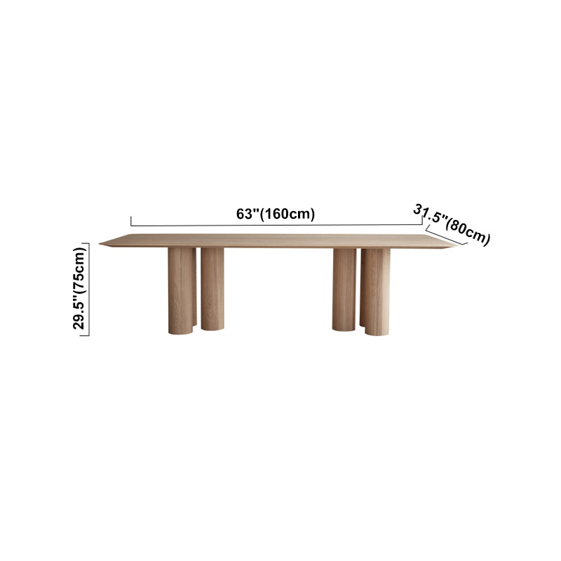 Rectangle Shape Casual Dining Table Solid Wood Fixed Table for Kitchen