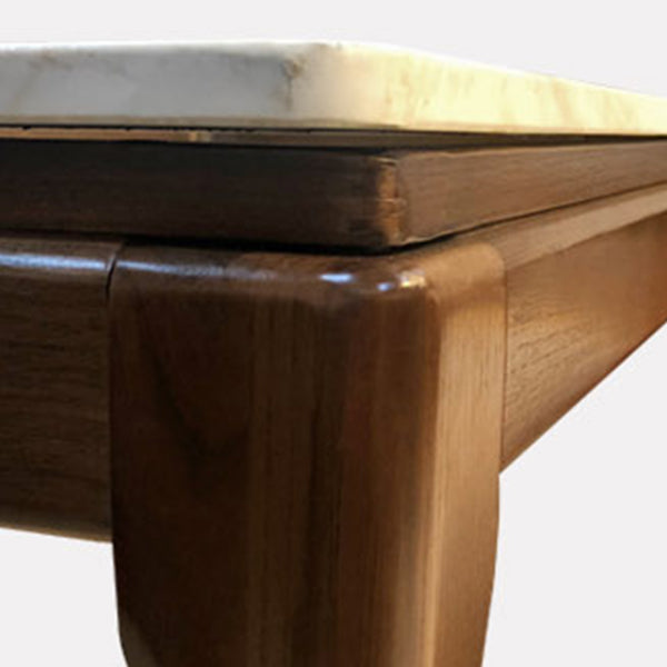 Rectangle Shape Mid-Century Dining Table Fixed Table with Marble