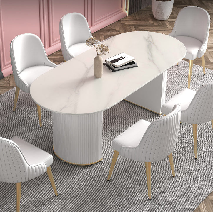 Metal Modern Oval Dining Table Sintered Stone Indoor Table for Dining Room and Kitchen