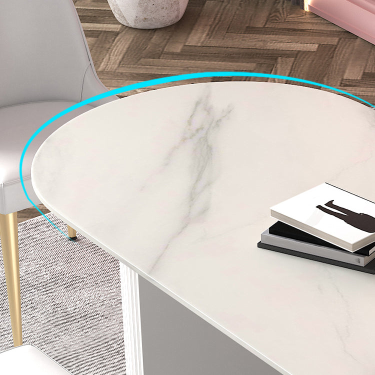 Metal Modern Oval Dining Table Sintered Stone Indoor Table for Dining Room and Kitchen