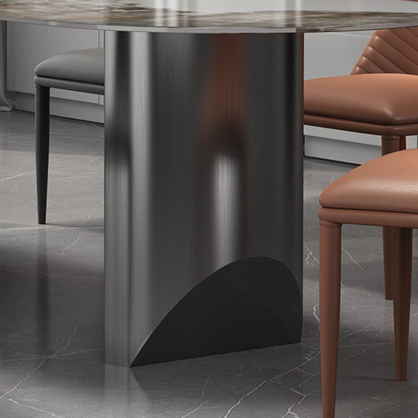 Modern Dining Table Stone Top Dining Table with Stainless Steel Double pedestal Base