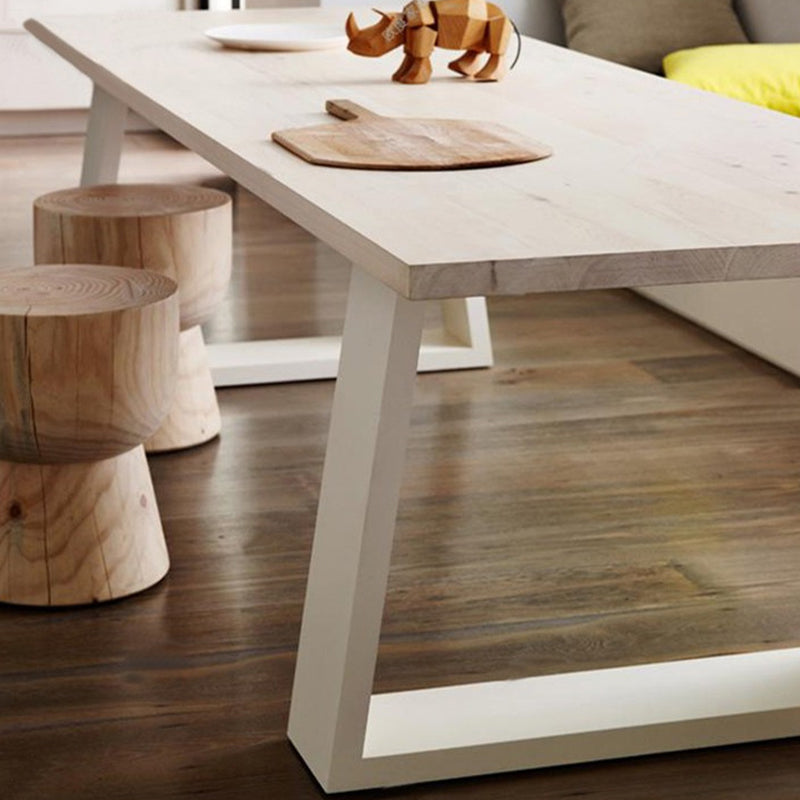Rectangle Luxury Style Dining Table Solid Wood Fixed Table for Restaurant