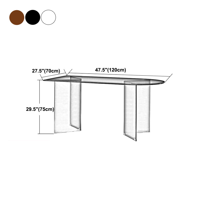 Glass Contemporary Free Form Dining Table Clear Glass Top Table for Dining Room