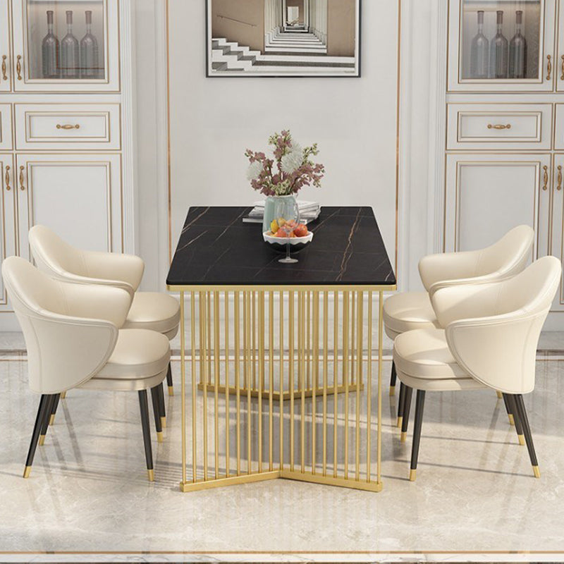 Rechthoekige eettafel Traditionele luxe eettafel met dubbel voetstuk