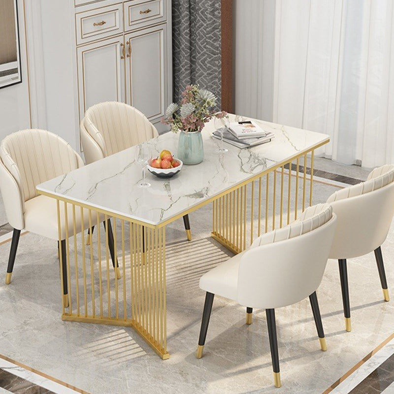 Rechthoekige eettafel Traditionele luxe eettafel met dubbel voetstuk