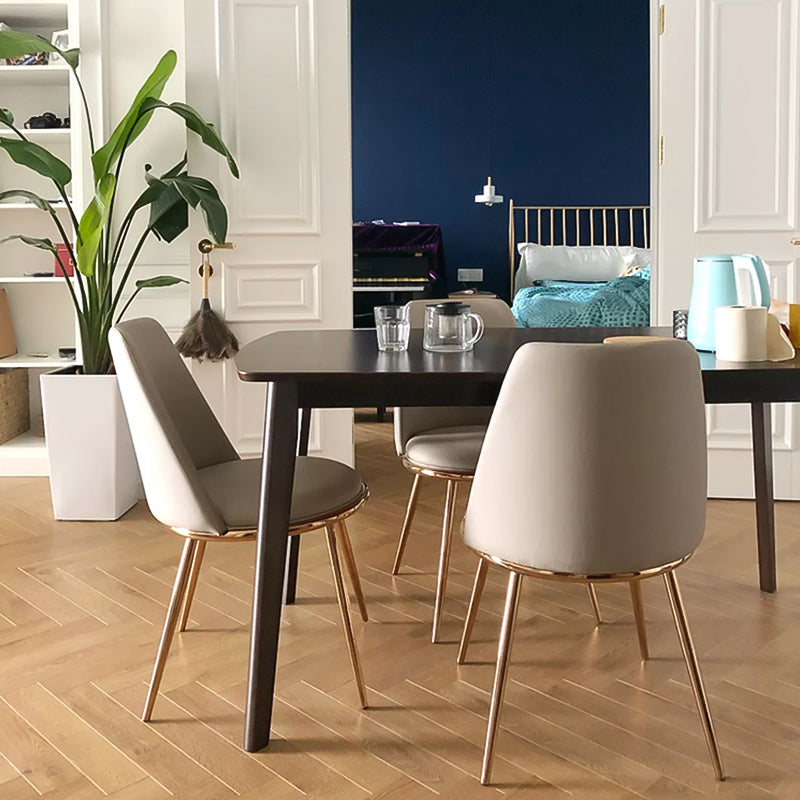 Silla sin brazos de comedor de metal Glam, silla lateral de comedor tapizada para uso doméstico